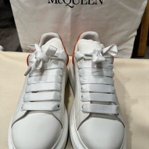 Alexander McQueen White Sneakers with Orange Accent Women Size 6 Euro Size 36
